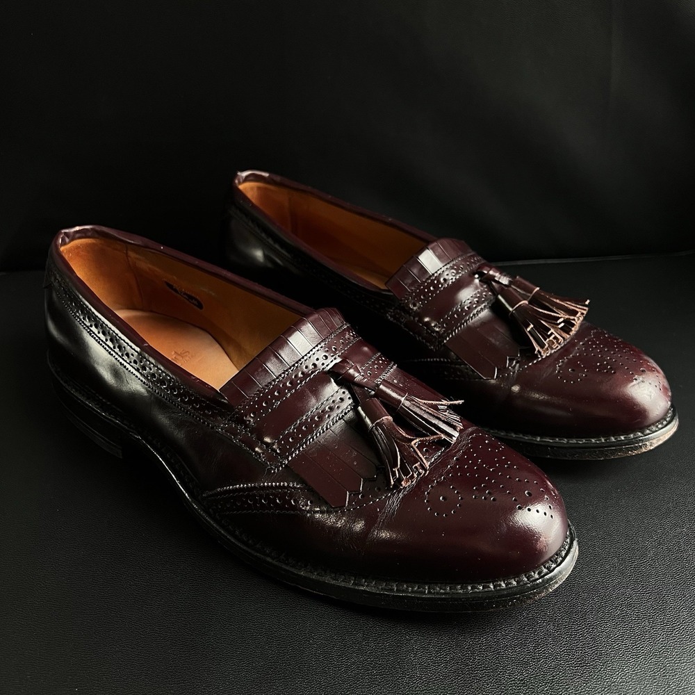 Allen Edmonds Bridgeton Men's Size 9 C Burgundy Leather Tassle Loafers Shoes